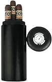 Mantello Cedar Wood Lined Portable Travel Leather Cigar Case Humidor with Humidifier