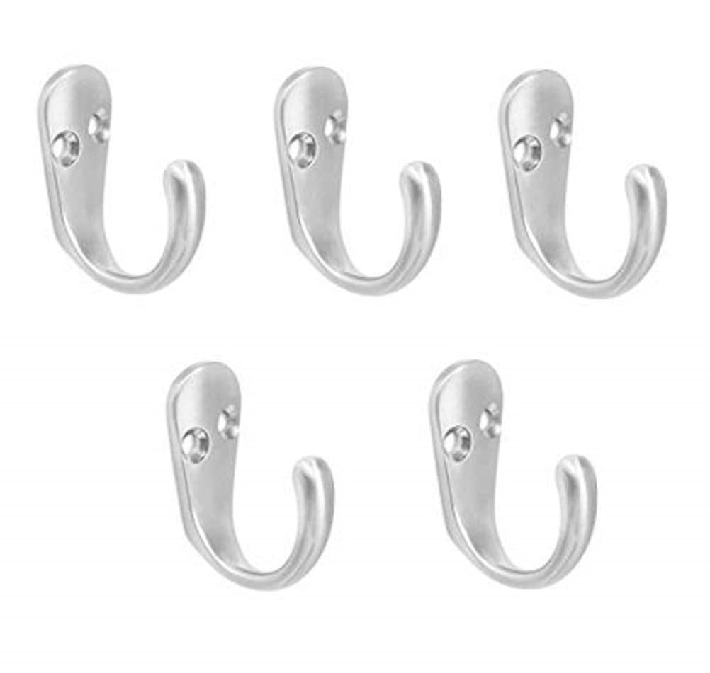 Merriway® BH00526 (5 Pcs) Nickel Plated Single Robe Hook with Matt Finish - Pack of 5 Pieces