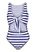 Inorin Womens Swimsuits One Piece High Waisted Sexy Striped Monokini Cut Out Cheeky Bikini Swimsuit Bathing Suits Blue Stripe Large