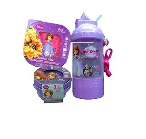 Disney Jr. Princess Sofia the First 6 Pc. Lunch Box Set! Includes: (2) Shallow Dish Sandwich Containers, (3) Small Snack Contyainers & (1) Rock & Sip Canteen!