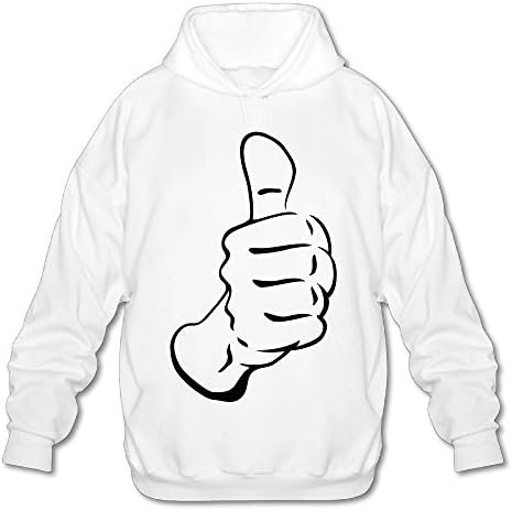 Moshiwenq Egore Thumb Up With Arm Men's Hooded Sweater Size XXL Color White