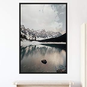 signwin Framed Canvas Wall Art Mountain Lake View...