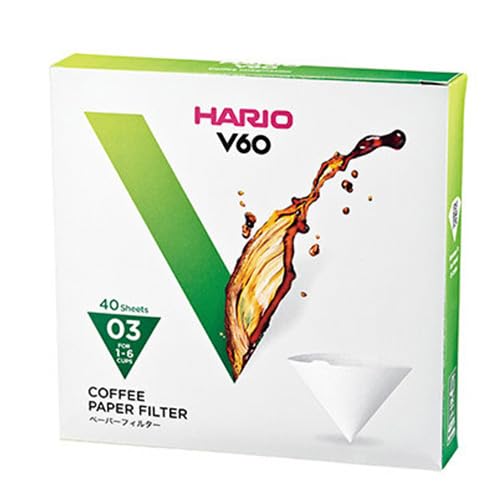 Hario V60 Coffee Filter Papers, White, 40-Piece