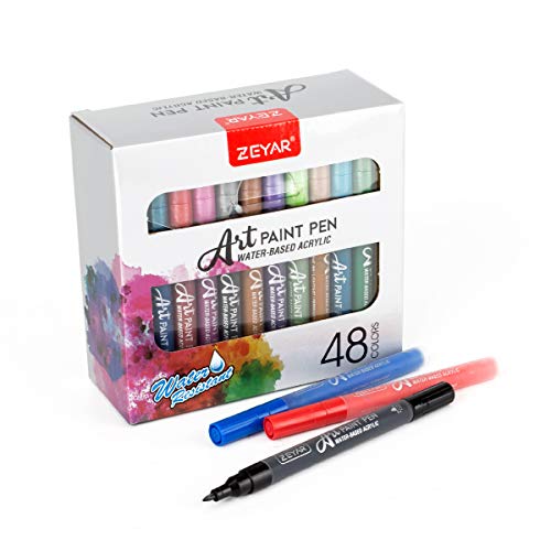 ZEYAR Art Paint Pens, Expert of Rock Painting, Extra Fine, 48 Colors, Water Based Acrylic, Permanent - //coolthings.us