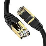 CAT8 Ethernet Cable, Outdoor&Indoor, 10FT Heavy Duty Weatherproof 26AWG Cat8 LAN Network Cable with Gold Plated RJ45 Connector, High Speed for Router, Gaming, Nintendo Switch, Xbox, IP Cam, Modem . (Color: BLACK, Tamaño: Cat8-10ft)
