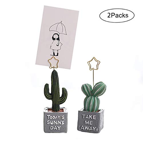 Eilova 2Pcs Cute Creative Cactus Business Name Card Stand Holder Photo Memo Note Clip Place Table Decoration for Wedding Party Favor - Thumbnail 7