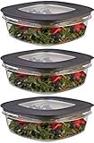 Rubbermaid Premier Food Storage Container, 9 Cup, Grey (3 Pack)