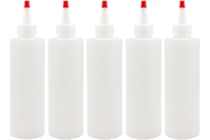 5 Piece Squeeze Bottles, 4 Oz Plastic Condiment Bottles with Twist Top Cap for Sauces and Dressings