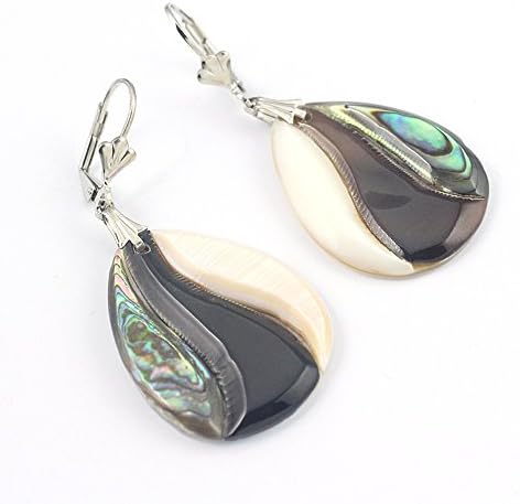 BEST FINISH ABOLENE SHELL FASHION JEWELRY .925 SILVER PLATED EARRINGS S24465 2.5 inches