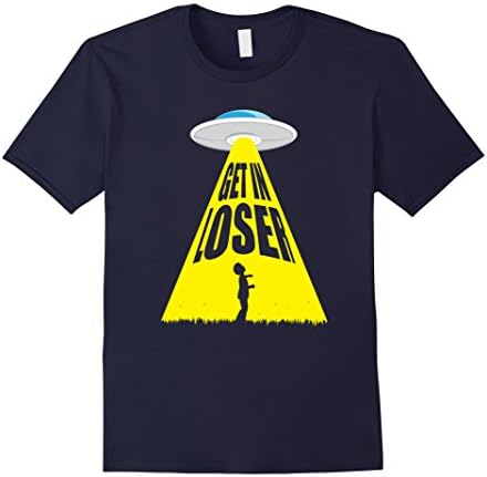 Mens Get in Loser Alien Abduction T-shirt XL Navy