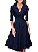 OWIN Women's Retro Deep-V Neck Half Sleeve Vintage Casual Swing Dress Party Dress