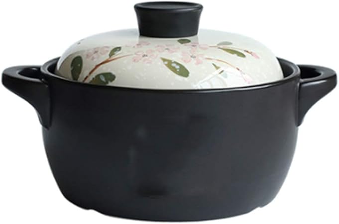 Xnxn Rundmuster Keramik Suppentopf Tiefe Keramik Auflauf Mit Deckel Tontopf Irden Topf Kochgeschirr Schwarz 5l Amazon De Kuche Haushalt