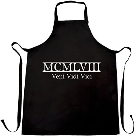 60th Birthday Chef's Apron MCMLXII Veni Vidi Vici (1962) Black One Size