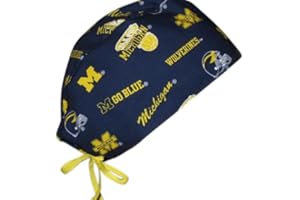 HANDMADE UM Michigan Big Ten Navy Blue Surgical Cap/Scrub Hat/Chemo Cap