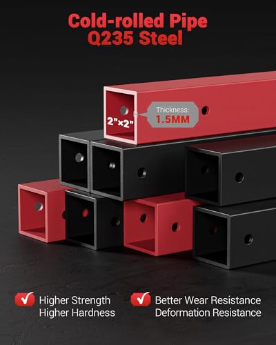GarveeLife Power Cage, Multi-Functional Power Racks for Home Gym with Cable Crossover System, 1600 LBS Weight Capacity Fitness Squat Rack for Strength Workout with More Training Attachment, Red