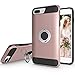 Ownest Compatible with iPhone 7 Plus Case,iPhone 8 Plus Case,iPhone 6 Plus Case with Armor Dual with Heavy Duty Protection and Finger Ring Kickstand Fit Magnetic Car Mount for iPhone-Rose Gold