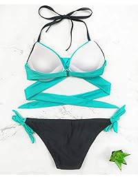 Scennek Conjunto de bikini sexy de encaje para dama, 2 piezas