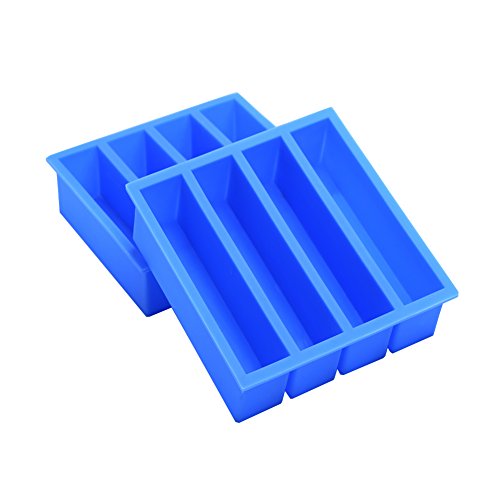 Silicone Ice Cube Tray with Easy Release Ice Cube Molds Collins Ice Tray, Large Ice Stick Cube for Cocktail Whiskey, Also Used for Butter Mold 2 Pack-Blue
