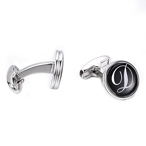 Merit Ocean Mens Letter Initial Cufflinks Alphabet Rhodium Plated Cuff Links Wedding Business A-Z