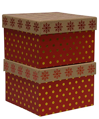 Wrap N Roll Christmas Nested Gift Box Set of 8 Square Boxes in Assorted Colors with Lids, Hot Stamp for Gift Giving On Holiday and Party Favors