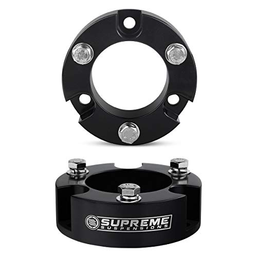 Supreme Suspensions - Front Leveling Kit for Toyota Tacoma 4Runner FJ Cruiser 3" Front Suspension Lift Aircraft Billet Strut Spacers 2WD 4WD (Black)