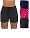 Sexy Basics Women's 3 Pack Active Wear Lounge Yoga Gym Casual Sport Shorts (3 Pack -Navy/Charcoal/Pink, Large)