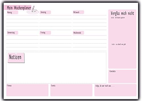 Tear-Off Paper Desk Pad with To-Do List Pad Note Field Weekly Plan Jotter Tear-Off Pad Ideal for Office Woman Girl in Pink