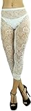 ToBeInStyle Women's Floral Lace Nylon Blend Leggings With Lace Trim Bottom - White - One Size Fits Most
