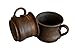 Handmade Ceramic Set of 2 Mug Small Clay Cup with Handle 5oz Multicolor Natural Earthenware Eco Friendly Coffee Lead Free Pottery Handcrafted Black