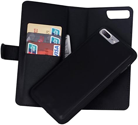 iPhone 7 Plus Wallet Case,AMACASE 2 in 1 Detachable Slim Case [Premium Flip PU Leather] For Iphone 7 Plus 5.5 Inch-Black