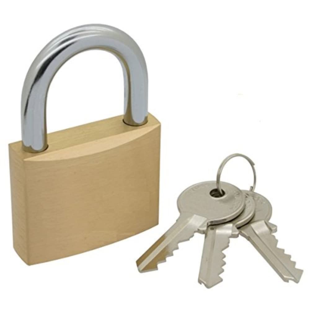 Merriway BH03902 (4 Pcs) Solid Brass Keyed Alike Padlock, Solid Steel Shackle 19mm (3/4 inch) - Pack of 4 Pieces