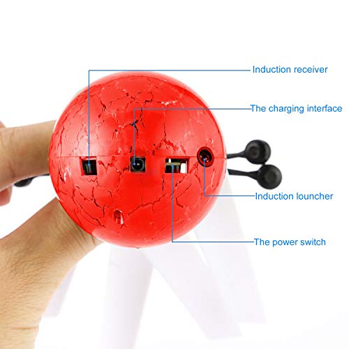Diswoe RC Flying Ball Drone,Infrared Induction Helicopter Rainbow Shinning LED Lights,Colorful Disco Ball Drone,Rechargeable Light up Sensor RC Flying Toy Kids Adults (Red)