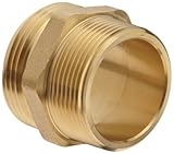Moon 358-1561521 Cast Brass Fire Hose Hydrant Adapter, Hex Nipple, 1 1/2 NST Male x 1 1/2 NPT Male