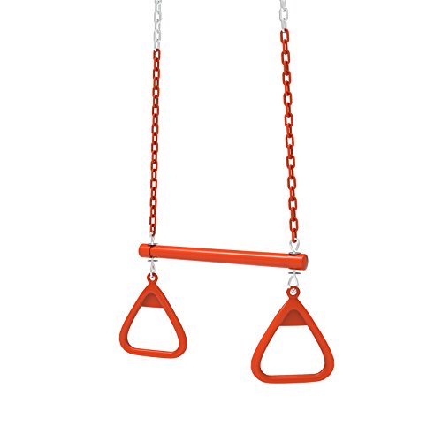 Kids Trapeze Bar with Rings for Swing Set Playground Accessories Set - 18" Bar and 25" Steel Chain - Thumbnail 6