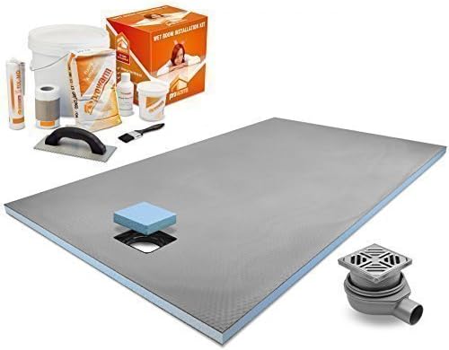 ProWarm™ End drain wet room shower tray 1200mm x 900m with Drain and Installation Kit