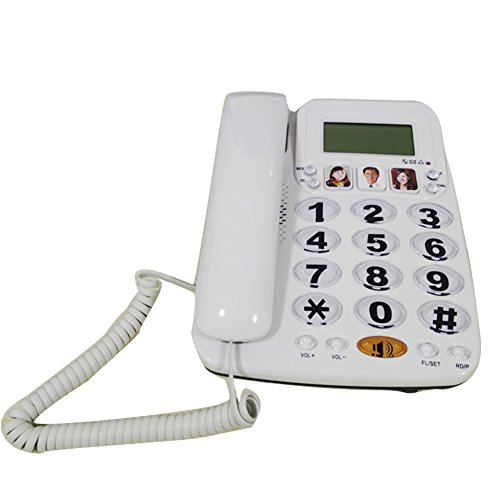 HePesTer P-29W Big button Picture Phone for Elderly Works in Power Outage for Emergency(White)