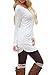 Pink Queen Women's Casual Long Sleeve Slim Ruched Tunic T-Shirt Dress L White