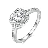 AnaZoz Women's Promise Rings 18K Rose Gold Plated Princess Cut Crystal Top Ring Wedding White Gold Size 7