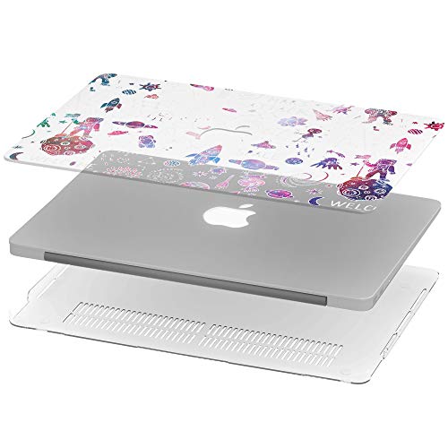 Wonder Wild Mac Retina Cover MacBook Pro 15 inch 12 11 Clear Hard Case Air 13 Apple 2019 Protective Laptop 2018 2017 2016 2015 Plastic Print Touch Bar Cute Watercolor UFO Space Rocket Kids Galaxy