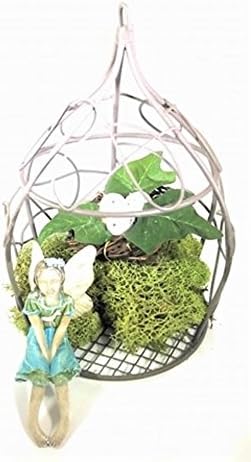 DIY Miniature Hanging Arbor with Fairy, Nest with eggs, and moss