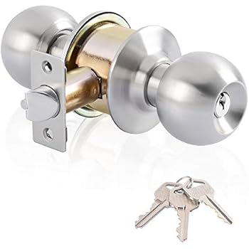 Ivoku Stainless Steel Doorknob With Lock And 3 Keys Ball