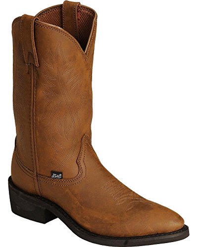 Justin Boots Men's Farm and Ranch Boot Medium Round Toe Rubber Utility Outsole,Crazy Cow,9.5 D US