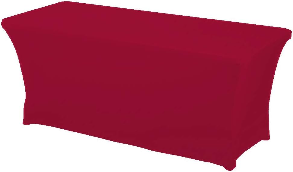 Spandex Stretch Lycra Table Cover Cloth 6ft Foot Rectangular Fit Wedding Banquet Trestle Table(Apple Red)