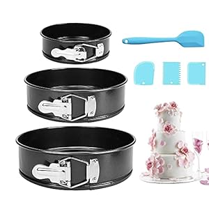 Nifogo Springvorm Set, Taartvormpjes Rond, Springvorm Bakvorm, 4″/ 7″ / 9″Ronde Bakvorm, Niet-Klevende Lekvrije Bakvormen Met Verwijderbare Losse Bodem, Bakvormen Voor Cheesecake en Biscuit