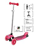 Voyage Scooter for Kids, Lean To Turn, Light Up Wheels (Pink)