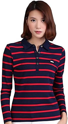 Godlovefullポロシャツ レディース Tシャツ 長袖 大きいサイズ 春の新作シューズ満載 春秋 着痩効果 ボーダー柄 トップス 作業服 通勤 コットン ポロシャツ ゴルフウェア事務服 スポーツウェア スキッパー 折り襟
