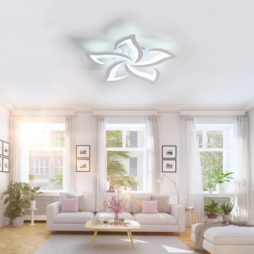 Comely Plafoniera LED Soffitto, 60W 6750LM Lampada da Soffitto Moderna, Plafoniera LED Design a Petalo Elegante per Soggiorno Camera da Letto Sala da Pranzo Bagno (Bianco Freddo 6500K, Diametro 60cm)
