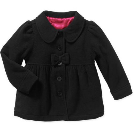 Healthtex Baby Toddler Girl Essential Peacoat Jacket (BLACK SOOT Solid)Size: 12M