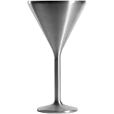 NEWPORT Stemware Collection Premium Vacuum Insulated Stainless Steel Martini Glasses, Lightweight Margarita Glasses, Unbreakable & Drinks Stay Cold, Non-Slip Silicon Base, Cocktail Glasses, 8oz, Steel