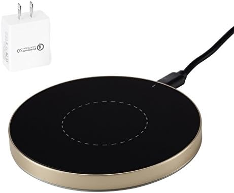 [10W Fast Charge] Wireless Charger and [QC 3.0 Adapter], Aluminium Qi Pad and Charger by Pantheon for Samsung Galaxy S7/S7 edge/S6 Edge Plus Note 5/7 and All Standard Qi-Enabled Devices (Gold with AC)
